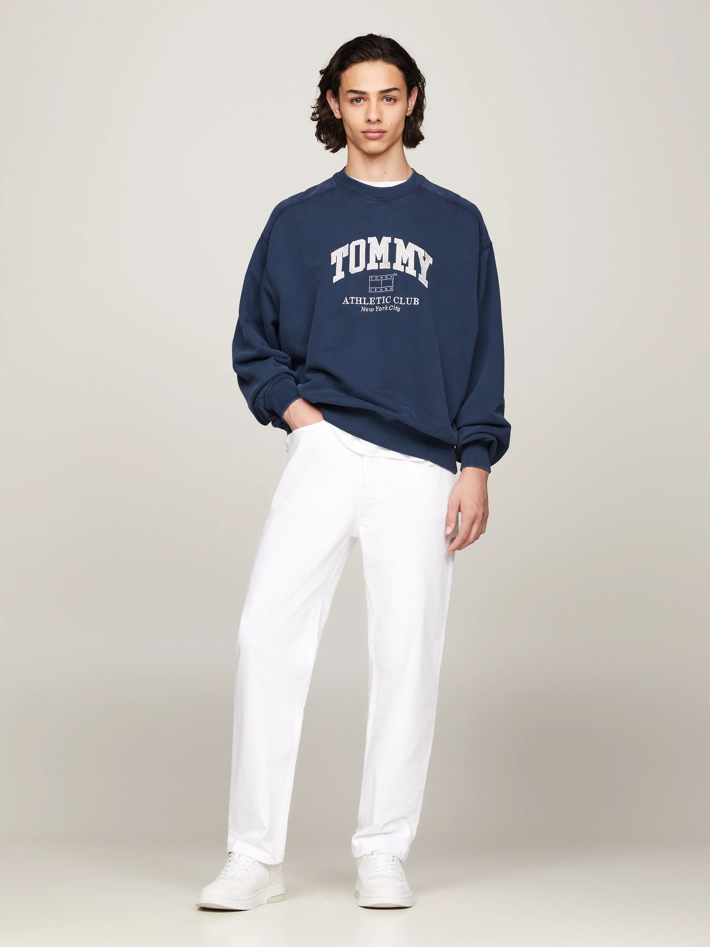 Varsity Garment Dyed Boxy Sweatshirt | Sweatshirts & Hoodies | Tommy Jeans