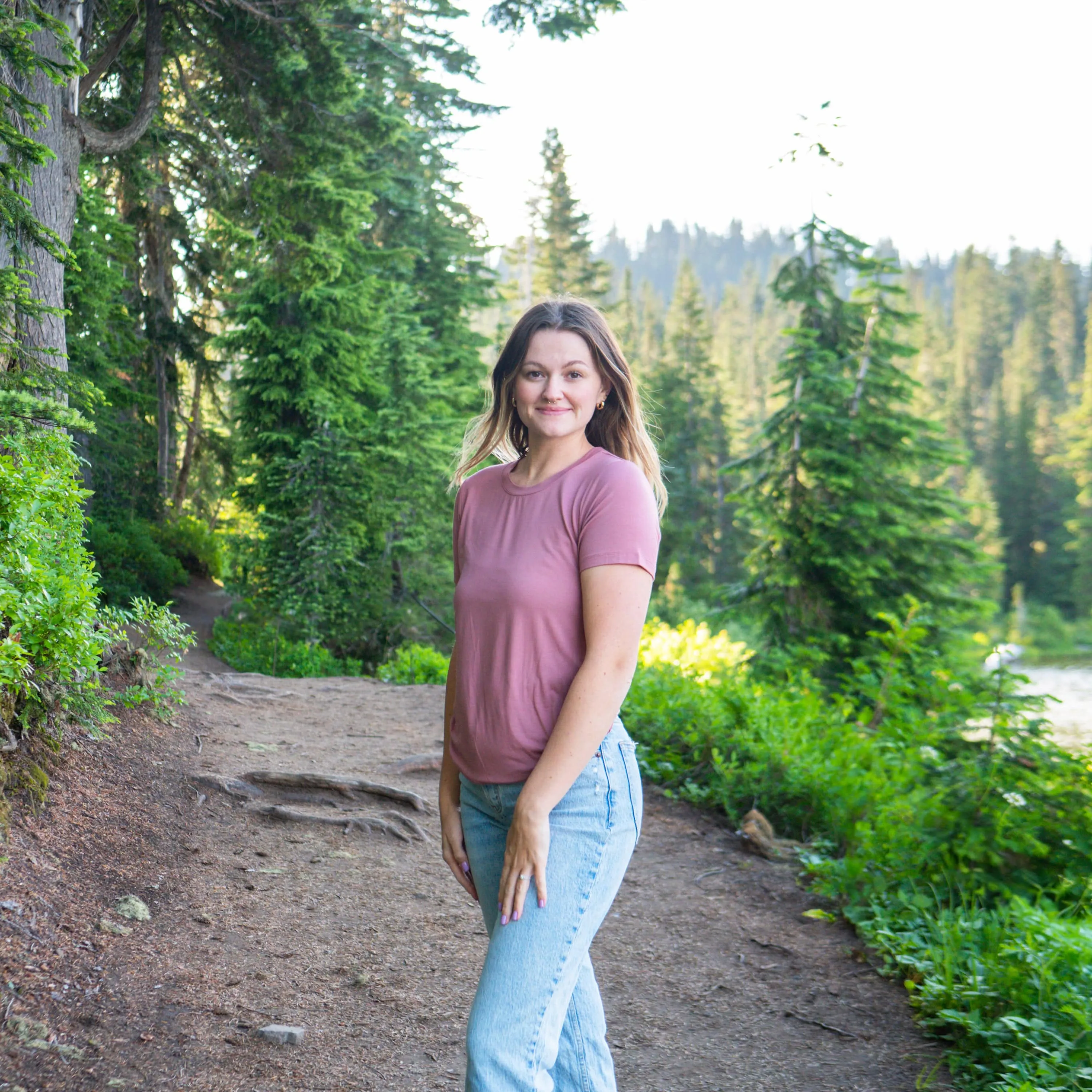 Women's Crew Neck Tee in Dusty Rose