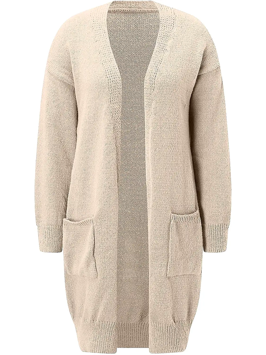 Women's Knitted Cardigan with Open Front and Pockets