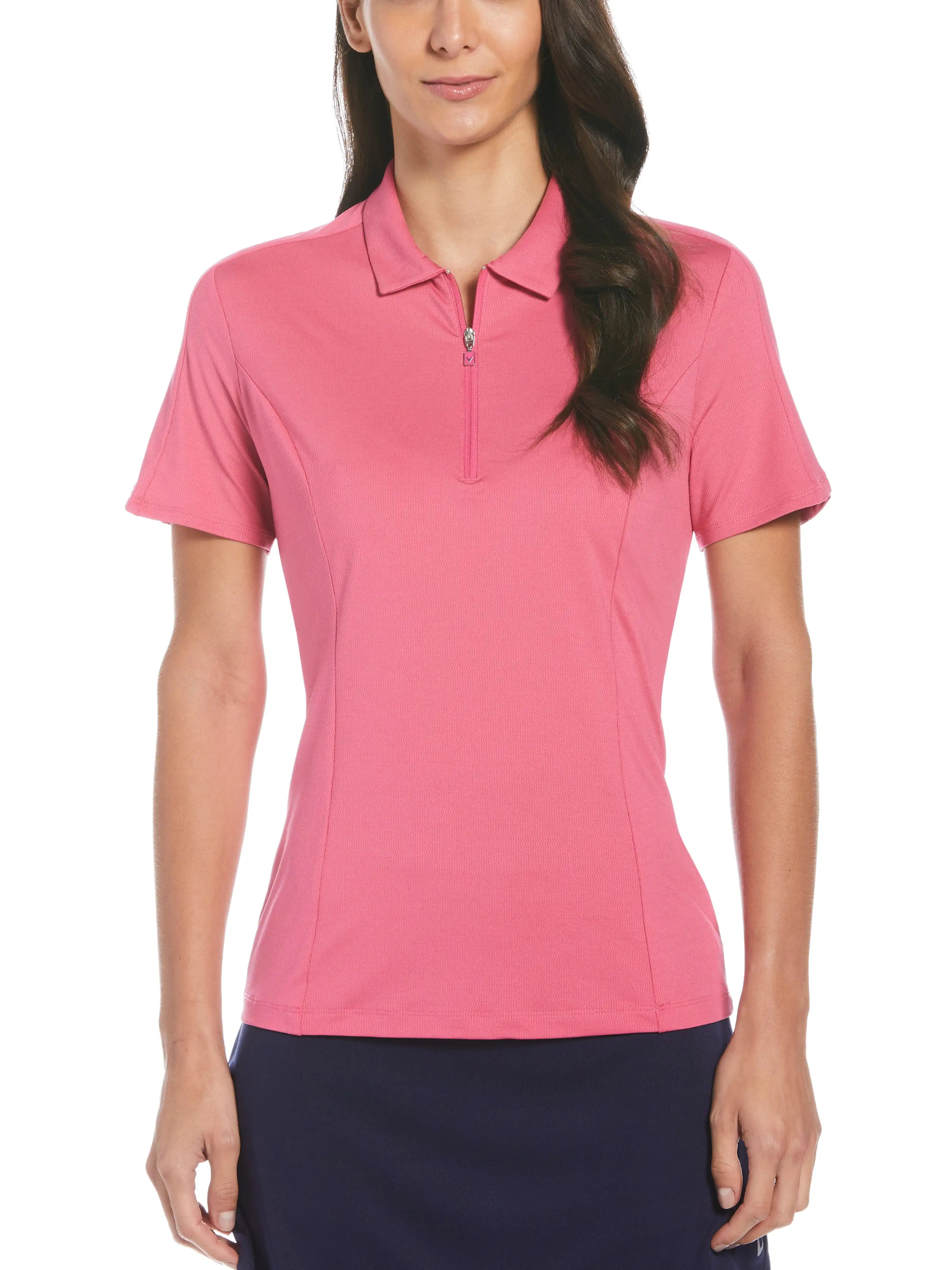 Womens Tonal Heather 1/4 Zip Polo