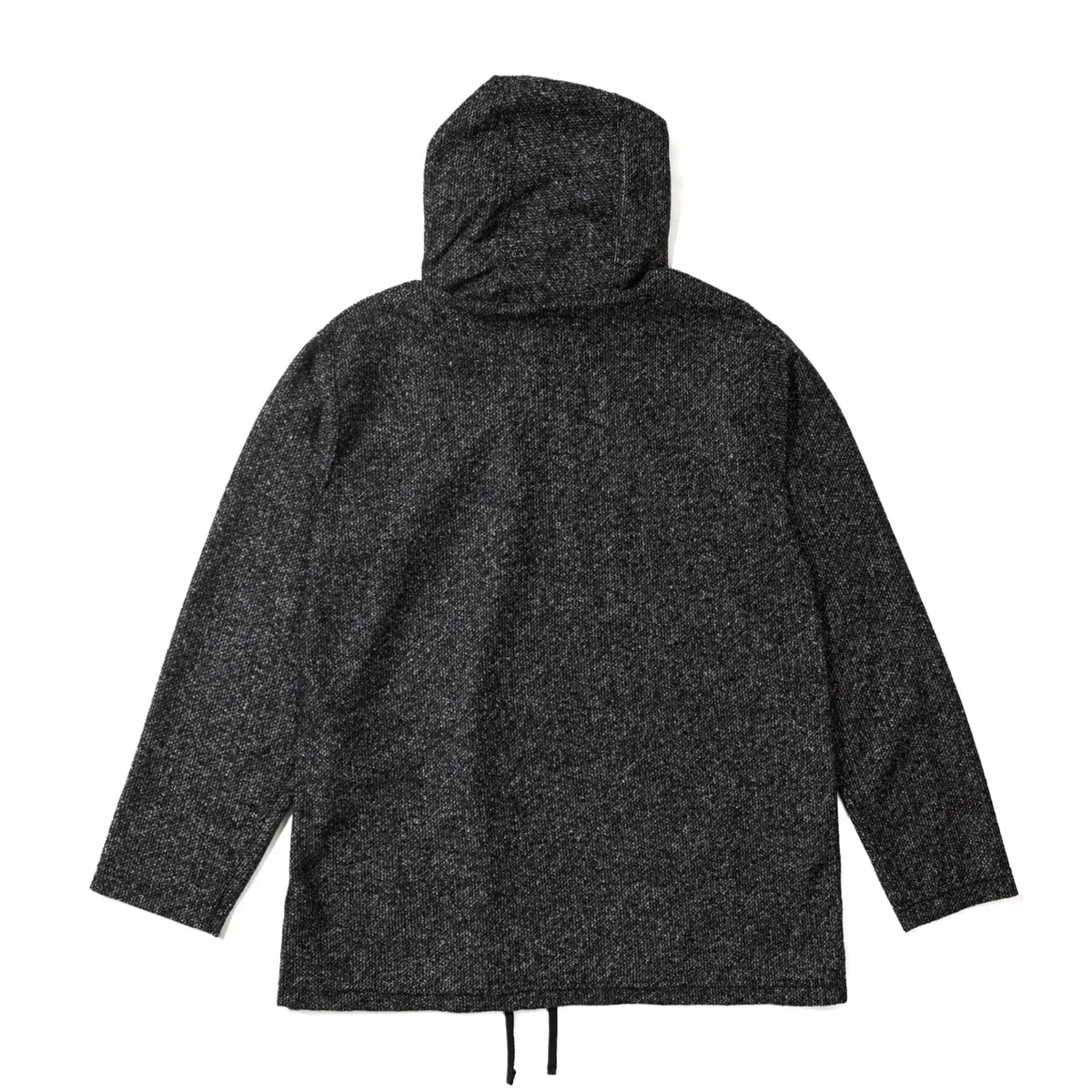 Wool Poly Melange Knit Long Sleeve Hoody - Charcoal