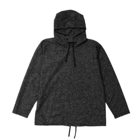 Wool Poly Melange Knit Long Sleeve Hoody - Charcoal