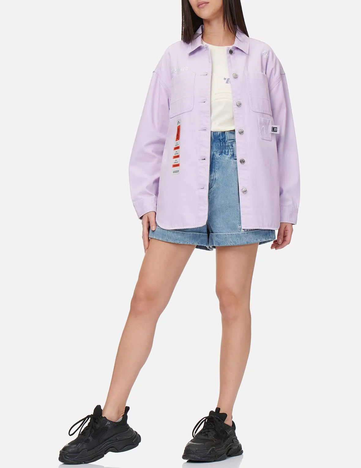 Woven Label Oversized Denim Shirt Jacket